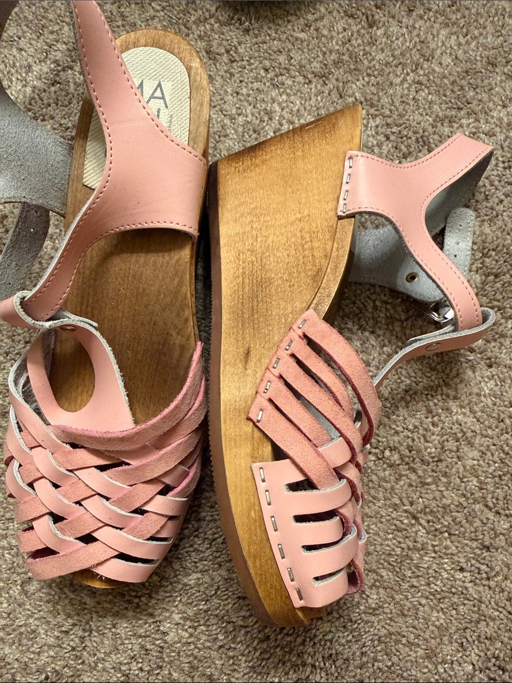 MA Pink Woven Slingback Sandals
